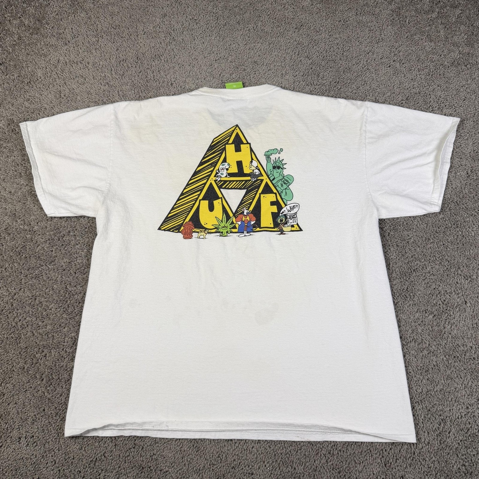 Huf Shirt Mens Xl White Saturday Morning Cartoon Reefer Skate Streetwear Tee